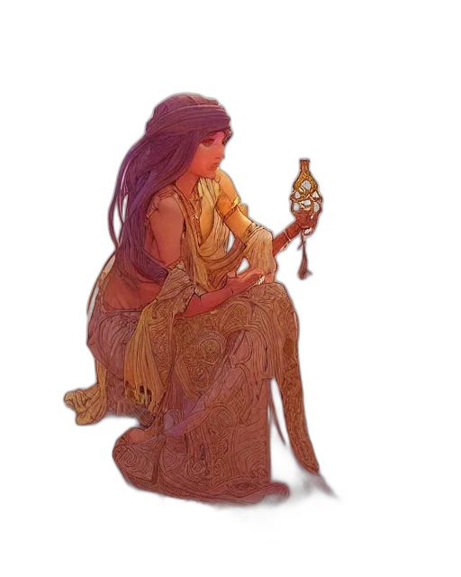 dress, jewelry, sword, staff transparent PNG cut-out