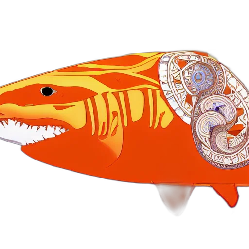 3d render, great, white, shark transparent PNG cut-out