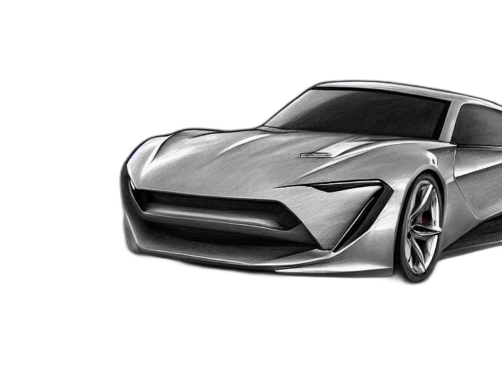 car, photorealistic, pencil sketch, concept art transparent PNG cut-out