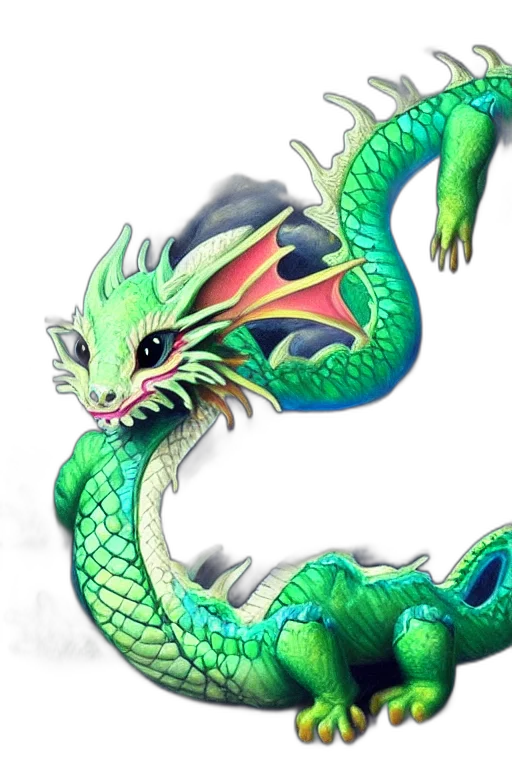 dragon, staff, creature, fantasy art transparent PNG cut-out
