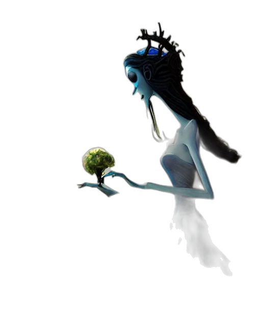creature, crown, staff, hair transparent PNG cut-out