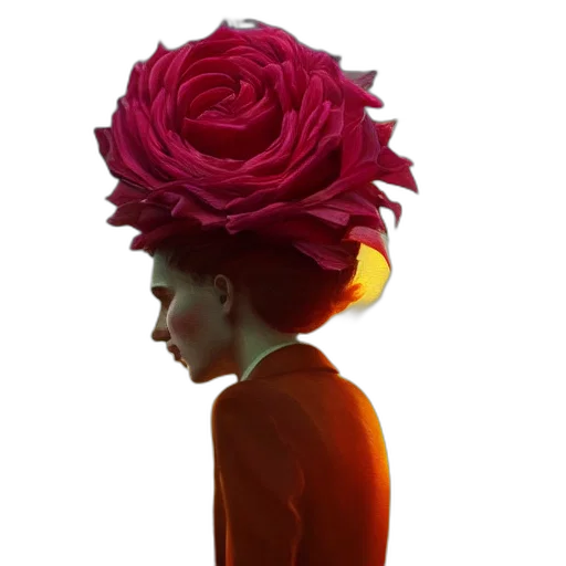 crown, hat, flower, face transparent PNG cut-out
