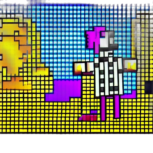 robot, pixel art, cyberpunk, vaporwave transparent PNG cut-out