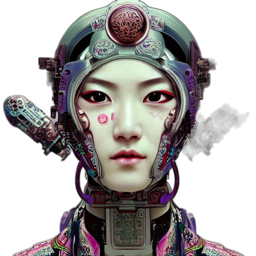 robot, face, mask, cyberpunk transparent PNG cut-out