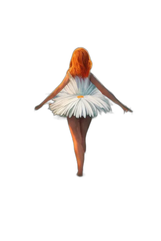 dress, hair, flower, staff transparent PNG cut-out