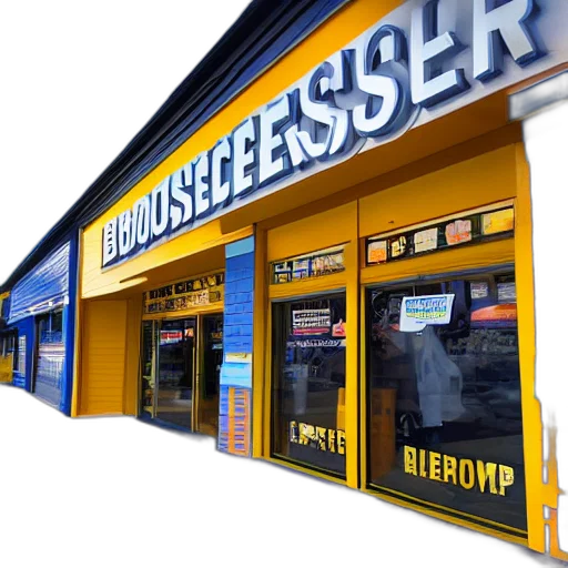 3d render, blockbuster, store, front transparent PNG cut-out