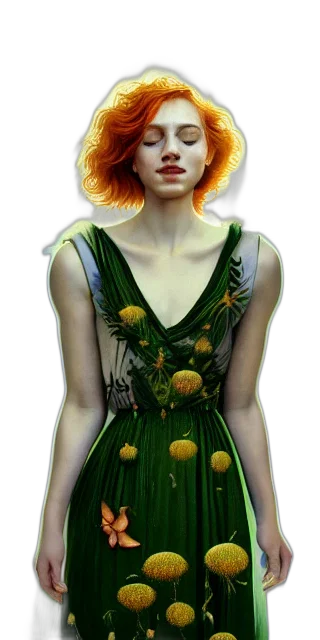 dress, flower, jewelry, face transparent PNG cut-out