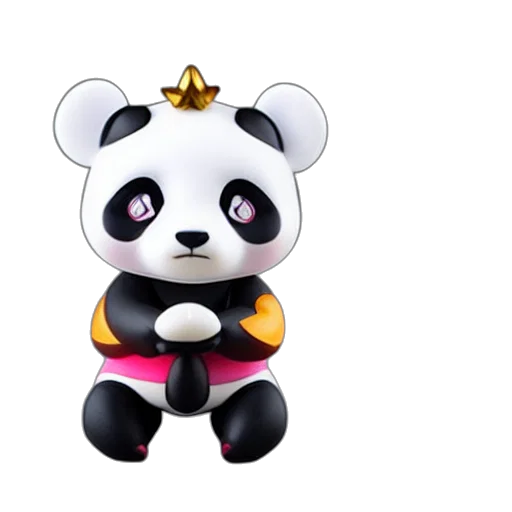 3d render, concept art, panda, nendoroid transparent PNG cut-out
