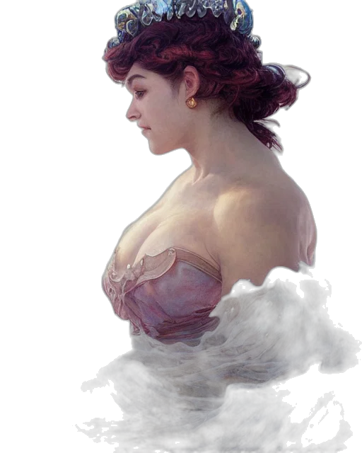 dress, crown, face, creature transparent PNG cut-out