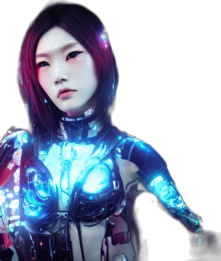 robot, cyberpunk, 3d render, concept art transparent PNG cut-out