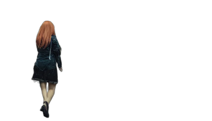 jacket, hair, dress, staff transparent PNG cut-out