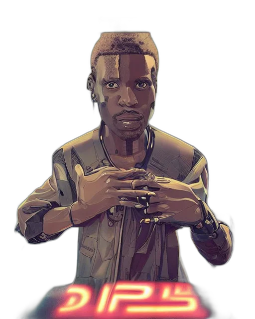 jacket, face, staff, weapon transparent PNG cut-out