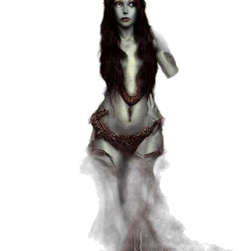 creature, dress, staff, fantasy art transparent PNG cut-out