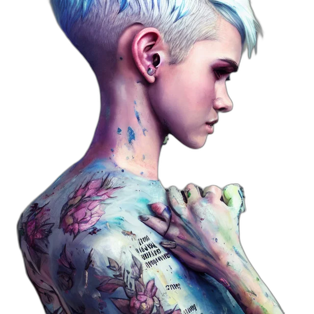 jewelry, face, dress, cyberpunk transparent PNG cut-out