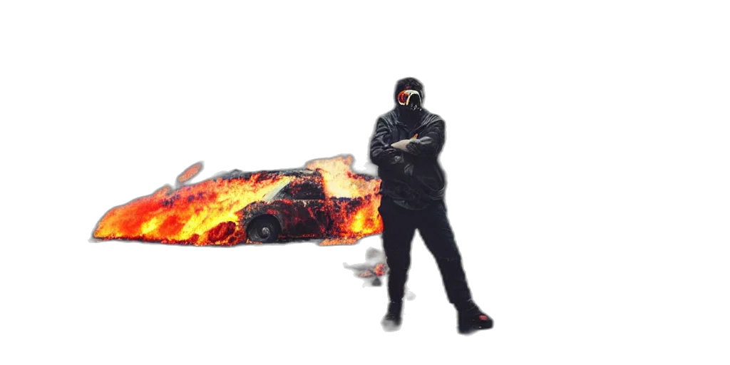 car, jacket, weapon, mask transparent PNG cut-out