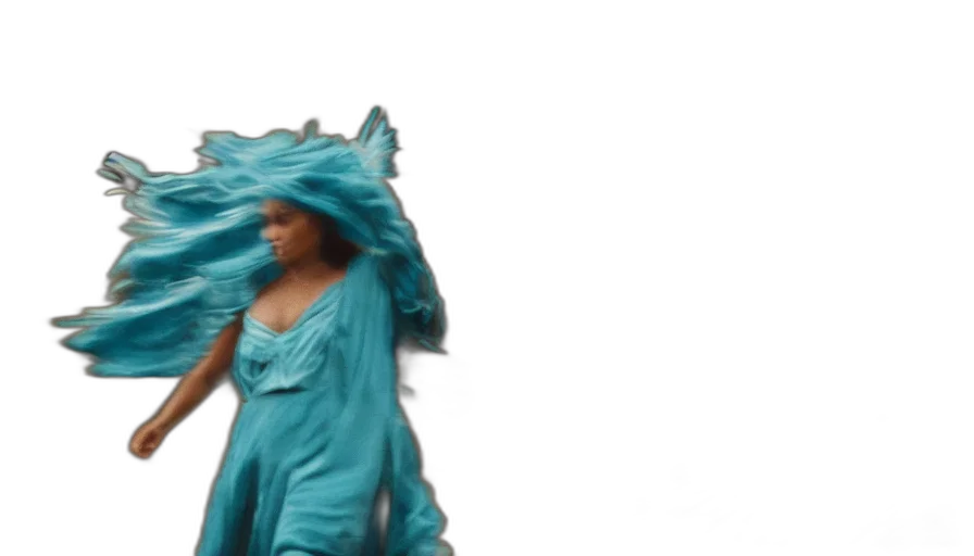 dress, hair, 3d render, vaporwave transparent PNG cut-out