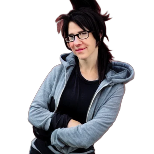 jacket, staff, hair, creature transparent PNG cut-out