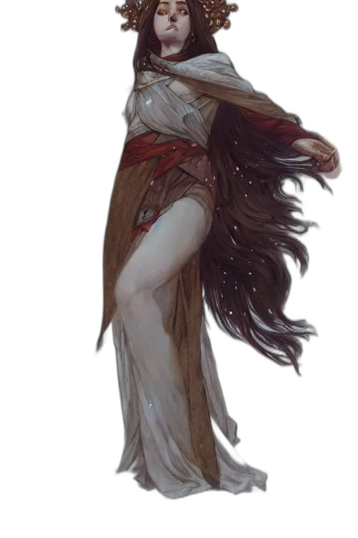 dress, staff, creature, mask transparent PNG cut-out