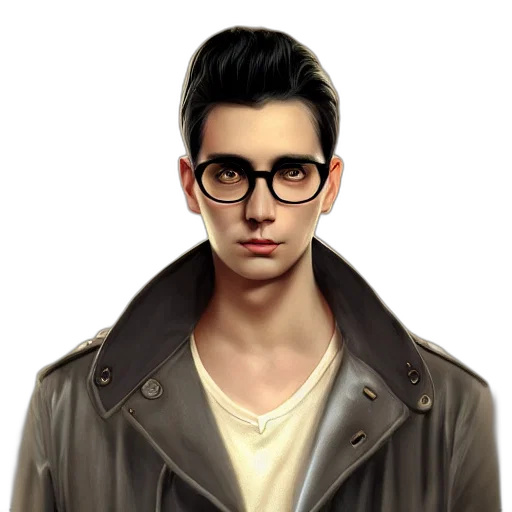 jacket, face, staff, photorealistic transparent PNG cut-out