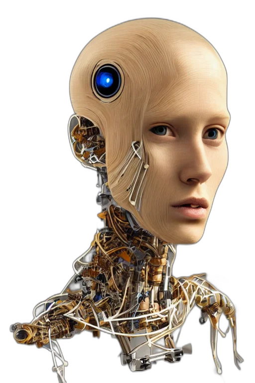 robot, face, 3d render, cyberpunk transparent PNG cut-out