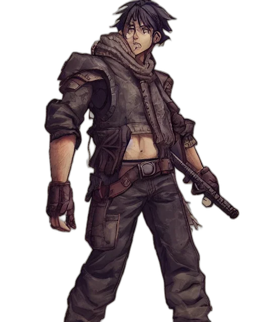 staff, weapon, jacket, concept art transparent PNG cut-out