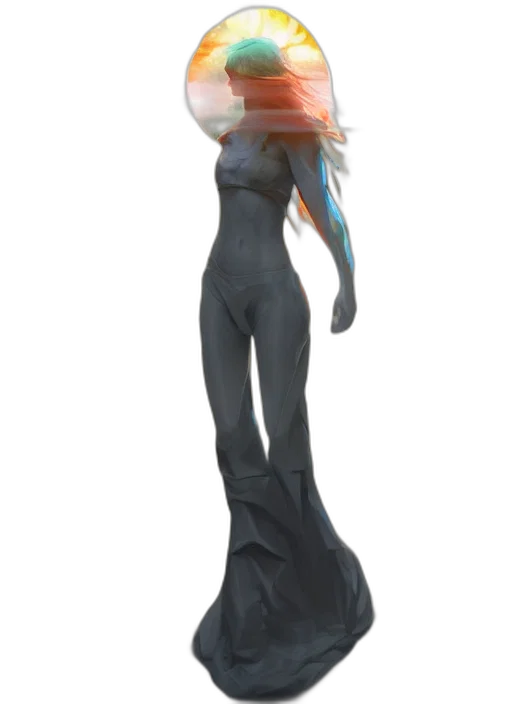 dress, staff, robot, creature transparent PNG cut-out