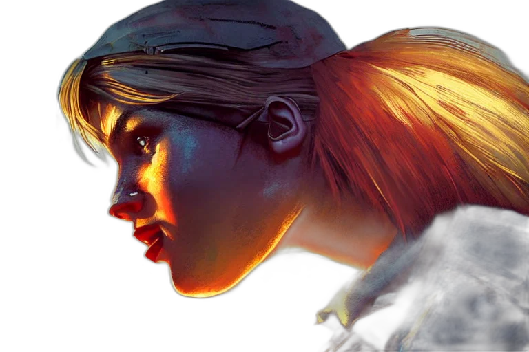 face, concept art, photorealistic, comic book art transparent PNG cut-out
