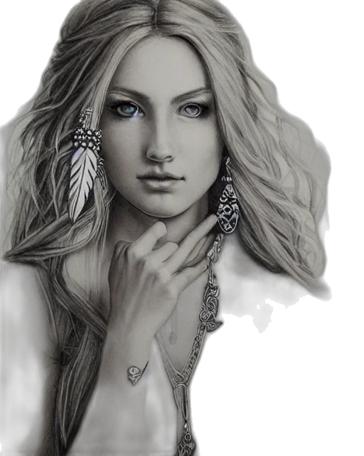 jewelry, photorealistic, fantasy art, pencil sketch transparent PNG cut-out