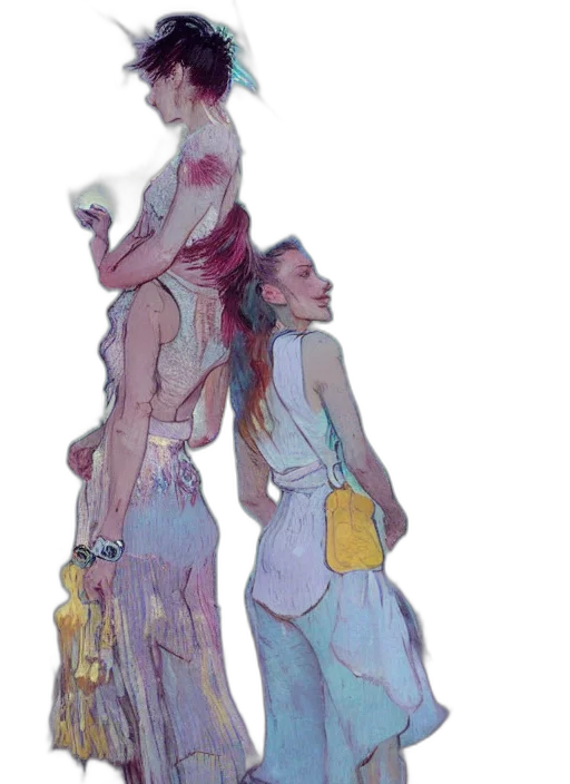 dress, staff, concept art, watercolor transparent PNG cut-out