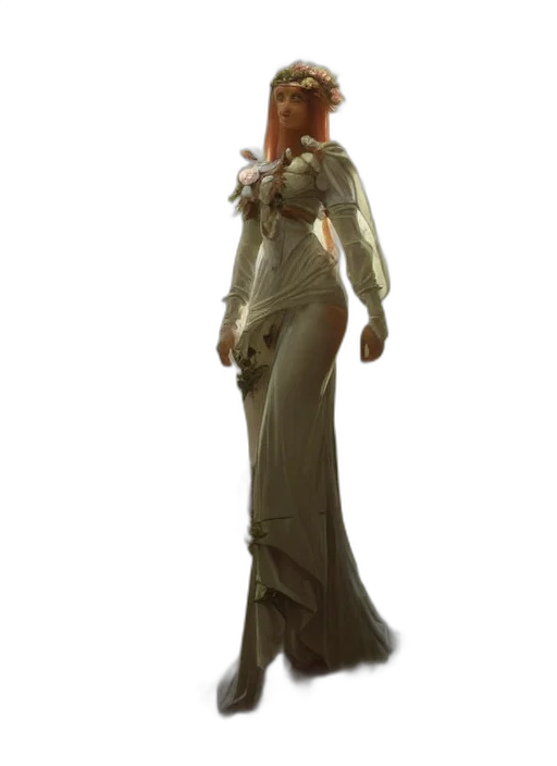 dress, staff, concept art, 3d render transparent PNG cut-out
