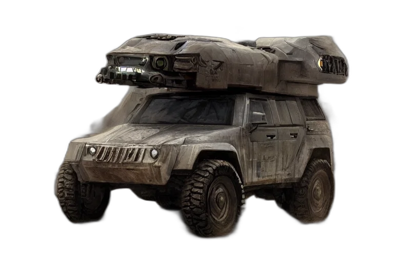 car, weapon, concept art, 3d render transparent PNG cut-out