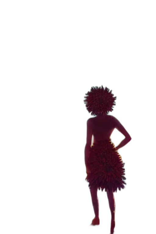 dress, hair, staff, creature transparent PNG cut-out