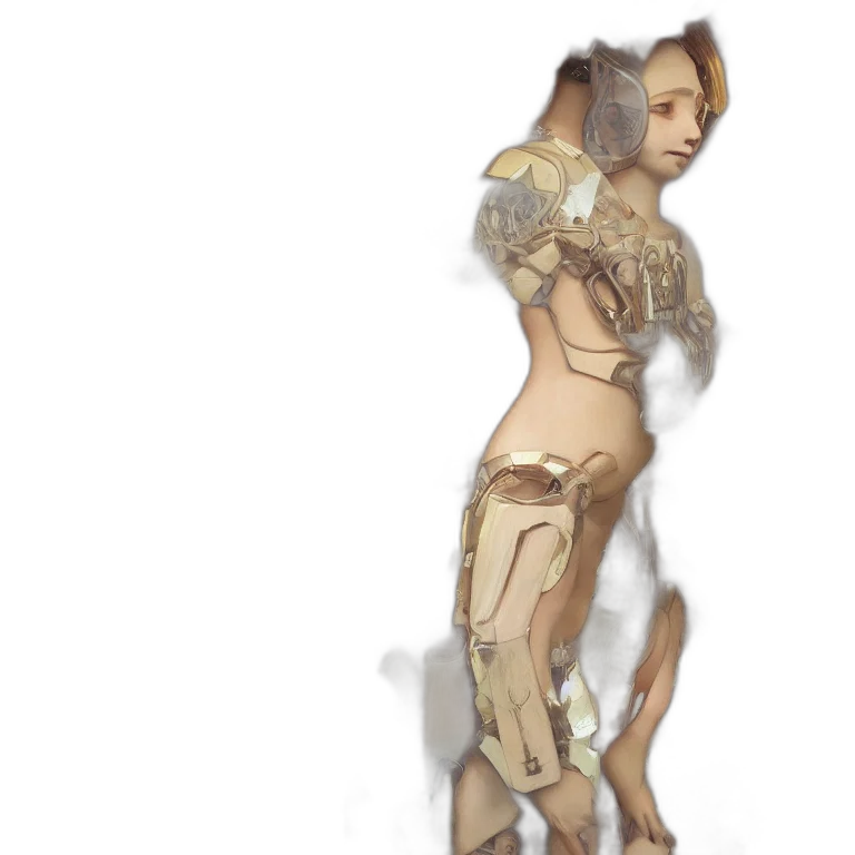 robot, dress, creature, staff transparent PNG cut-out