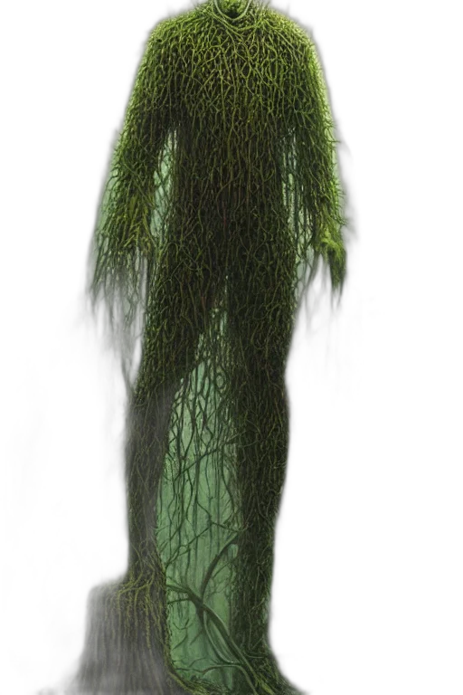 creature, hair, dress, staff transparent PNG cut-out