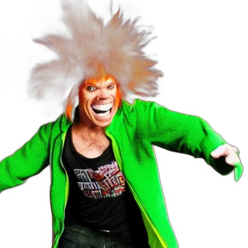 jacket, hair, creature, staff transparent PNG cut-out