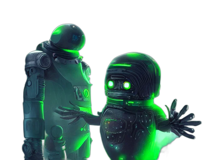 robot, 3d render, concept art, cyberpunk transparent PNG cut-out