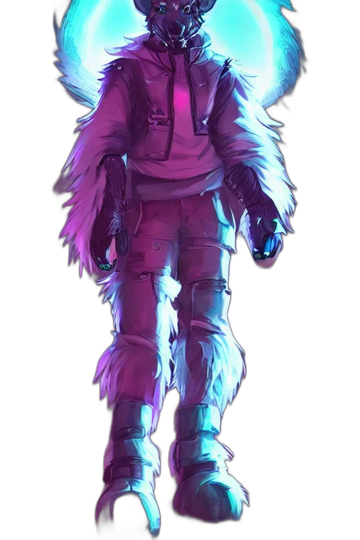 jacket, creature, staff, robot transparent PNG cut-out