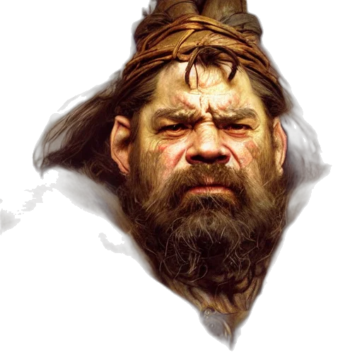 face, hair, crown, staff transparent PNG cut-out