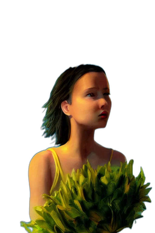 dress, face, creature, hair transparent PNG cut-out