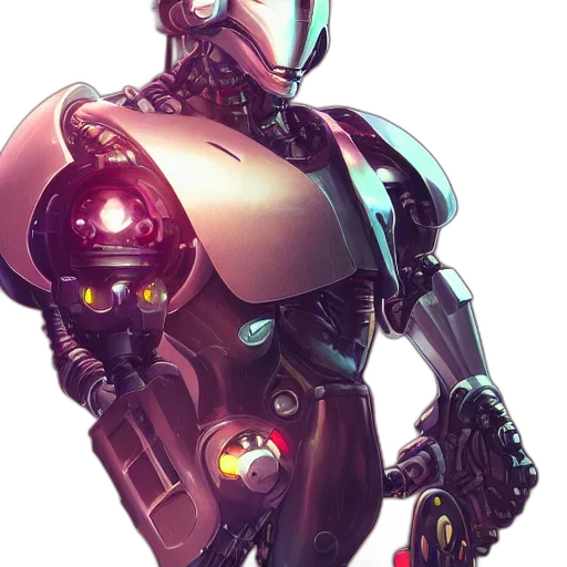 robot, concept art, cyberpunk, comic book art transparent PNG cut-out
