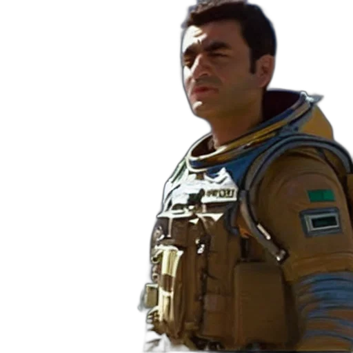 staff, jacket, face, weapon transparent PNG cut-out