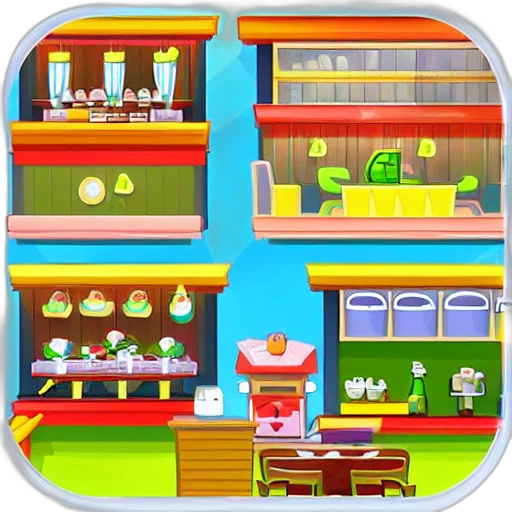 pixel art, 3d render, concept art, restaurant transparent PNG cut-out