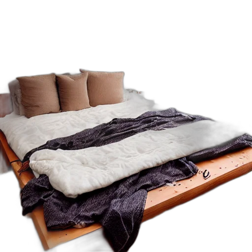 furniture, 3d render, earth tones, bed transparent PNG cut-out