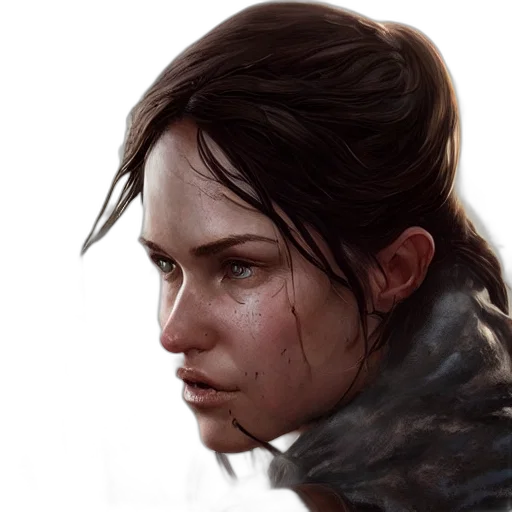 face, jacket, weapon, concept art transparent PNG cut-out