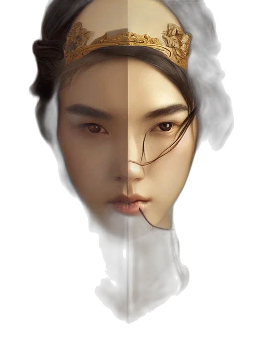 crown, mask, face, photorealistic transparent PNG cut-out