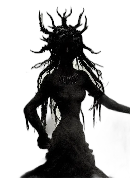 creature, mask, dress, hair transparent PNG cut-out