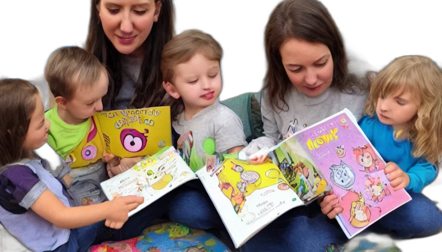 kindergarten, teacher, reading, megg transparent PNG cut-out