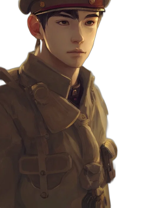 face, staff, jacket, weapon transparent PNG cut-out