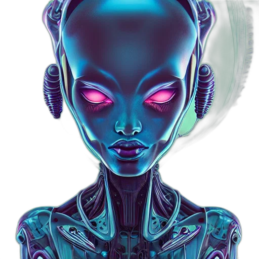 robot, face, creature, cyberpunk transparent PNG cut-out