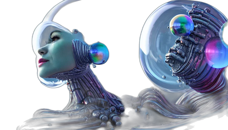 robot, 3d render, concept art, fantasy art transparent PNG cut-out